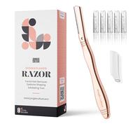 Jungle Culture Dermaplane Razor - Eyebrow Shaping, Precision Exfoliation & Hair Removal for Radiant, Smooth Skin - Dermaplaning Kit with 5 Replaceable Blades - Low-Waste Facial Razors - Rose Gold