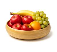 Jungle Culture® Large Bamboo Fruit Bowl 30cm - Natural Wooden Salad Serving Bowl - Sustainable Homeware - for Kitchen Worktop or Dining Table - Handcrafted Salad Bowl in Light Wood - Summer BBQ