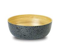 Jungle Culture® Large Bamboo Salad Bowl • Handmade Wooden Bowls • Fruit Bowl with Black Terrazzo Pattern • Decorative Bread Basket & Serving Bowl for Pasta, Snacks Crisps