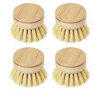 JUNGLE CULTURE Replacement Brush Heads for Eco Dish Brush • Wooden Washing Up Heads Pack of 4 • Interchangeable Soft Bristle Refills • Natural Dish Scrubbers • Zero Waste Cleaning Products