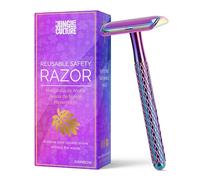 Jungle Culture Safety Razor for Women & Men in Rainbow • Reusable Metal Razor • No Blades Included - Fits All Double Edge Blades • Eco Friendly • Shaving Guide included • for Body & Face
