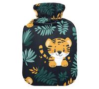 Jungle Cute Animal Tigers Travel hot Water Bottle with Soft Cover, 1L hotwater Bag for Arthritis,Period Cramps,Bolsa para agua Caliente