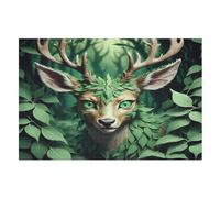 Jungle Deer Jigsaw Puzzles for Adults 1000 Piece for Kids Woodenboard Puzzle Family Decoration (75×50cm)