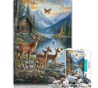 Jungle Deer Jigsaw Puzzles for Adults 1000 Piece Puzzle,Learning Educational Toy for Is Ideal As A Gift for The Whole Family (75x50cm)