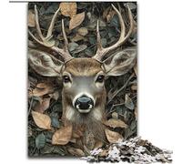 Jungle Deer Jigsaw Puzzles for Teenagers 1000 Piece Puzzle, Stress Reliever Staycation Kill Time with Matching Poster And Trivia Sheet (50x75cm)