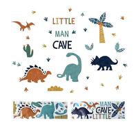 Jungle Dinosaur Wall Stickers, Tropical Dino Palm Tree Wall Decals, Dinosaur Wallpaper for Bedrooms, Nursery, Playroom and Classroom Decor