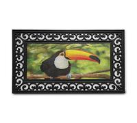 Jungle Doormat,Tucan Bird Tree Branch Rainforest Eco Tourism Zoo Wildlife Picture,Rectangle Entryway Welcome Mat,16x24 inch