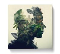 Jungle Double Exposure No.2 Canvas Print | Gallery Wrapped 30mm Frame Wall Art | 20x20 inches | Ready to Hang | Modern Picture | Living Room Bedroom Lounge Office
