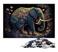 Jungle Elephant 1000-Piece Jigsaw Puzzle Wooden Jigsaw Puzzles for Adults Challenging Brain Teaser - Relaxing Toy for Teenagers 50x75CM/19.68x29.52inch