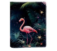 Jungle Flamingo Replaceable Book Cover, Reusable PU Leather Book Protector, Suitable for 148x210 mm Notebooks