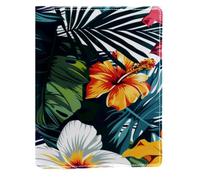 Jungle Flowers Replaceable Book Cover, Reusable PU Leather Book Protector, Suitable for 148x210 mm Notebooks