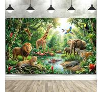 Jungle Forest Animals Backdrop Tropical Rainforest Background 7x5FT