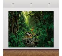Jungle Forest Photography Backdrop 10x8ft Tropical Rainforest Jungle Forest Tree Natural Scenery Background Camping Theme Party Backdrops Banner Decorations Photoshoot