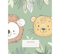 Jungle Friends Notebook: This delightful notebook features charming illustrations of jungle animals like koalas, lions, and bears, surrounded by lush green leaves.