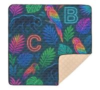 Jungle Glow Alphabet Seamless Pattern Large Stylish Baby Play Mat for Floor Washable Padded Play Mat for Babies Infants Toddlers, 50'' x 50''