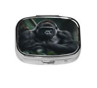 Jungle Gorilla Pattern Pill Case Pill Box Travel Pill Organizer Small Square Medicine Box for Purse & Pocket Gifts