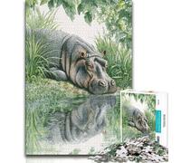 Jungle Hippo 1000 Piece Jigsaw Puzzle for Adults And Teenagers,Toys Educational Games Stress Relieving Wall Decoration 38x26cm
