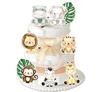 Jungle It's A Boy Baby Shower Diaper Cake Decorating Kit Baby Shower Gender Reveal Party Supplies Nappy Display Base Nursery Decor Newborn Celebration Topper Set