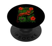 Jungle Jaguar Art, Tropical Leopard with Hibiscus Flowers PopSockets Adhesive PopGrip