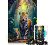 Jungle Jaguar Family Puzzles for Adults 1000 Puzzles Brain Teaser Sharp Detail Family Pastime Art Piece (38x52cm)