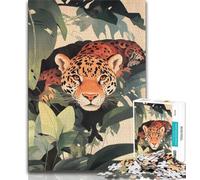 Jungle Jaguar JigsawPuzzle 1000 Pieces for Teenagers,Brain Teaser Game Wall Decoration Unique Birthday And Xmas Gifts (38x26cm)