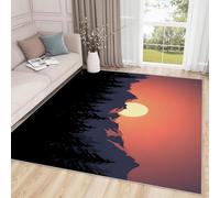 Jungle Landscape Area Rugs for Living Room Bedroom 120x170, Abstract Aesthetics Machine Washable Rug Soft Short Pile Floor Carpet, Black Red Non Slip Bathroom Entrance Mat Absorbent Kitchen Rug