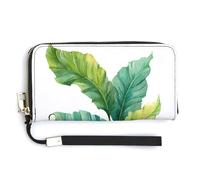 Jungle Leaf PU Leather Clutch Long Bifold Wallet, Coin Purse Credit Pass Case, Durable Card-Holder Money Storage for Women Men