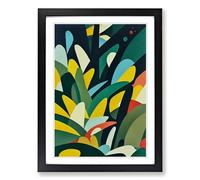 Jungle Leaves Abstract Framed Wall Art Print A2 Black