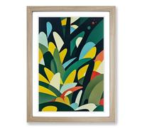 Jungle Leaves Abstract Framed Wall Art Print A2 Oak