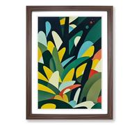 Jungle Leaves Abstract Framed Wall Art Print A2 Walnut