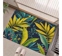 Jungle Leaves Door Mats Indoor 50 X 80 Cm, Plant Elementsdurable Interior Doormat, High Absorbent Non Slip Floor Mat Welcome Entrance Doormats Machine Washable Low Profile Doormat Blue-Green