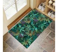Jungle Leaves Doormat - Inside And Outside Welcome Mat, Dark Green Indoor Front Doormat With Non-Slip Backing, Heavy Duty Entrance Mat, 40 X 60 Cm Plant Elements