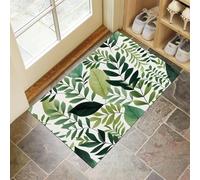 Jungle Leaves Doormat - Inside And Outside Welcome Mat, Green Indoor Front Doormat With Non-Slip Backing, Heavy Duty Entrance Mat, 50 X 80 Cm Watercolor Plants