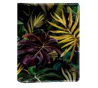Jungle Leaves Plants Pattern Replaceable Book Cover, Reusable PU Leather Book Protector, Suitable for 148x210 mm Notebooks