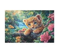 Jungle Leopard Cub 1000 Piece Jigsaw Puzzle for Adults Lunch Break Activity Quick Escape No Duplicate Pieces for Busy Professionals 1000 PCS