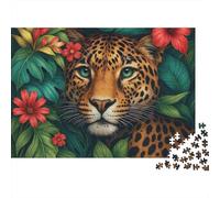 Jungle Leopard Face-Wild Animal Art Style 1,000 Piece Plastic 3D Puzzle Travel Activity Durable Thick Pieces Lightweight Travel Friendly Kids 70x50cm/1000pcs
