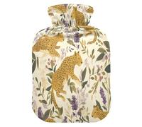 Jungle Leopard hot-Water Bottle with Soft Cover, 2L Water Bottle Bag for Menstrual Cramps, Menstrual Cramps