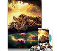 Jungle Leopard JigsawPuzzle 1000 Pieces for Adults,Toys Educational Games Stress Relieving Suitable for Desktop Decoration (75x50cm)