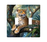 Jungle Leopard Light Switch Cover Plates/Outlet Covers, Nature Inspired Wall Decor, Thermoplastic Wall Plates, Standard Size Double Toggle