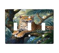 Jungle Leopard Light Switch Cover Plates/Outlet Covers, Nature Inspired Wall Decor, Thermoplastic Wall Plates, Standard Size Triple Toggle