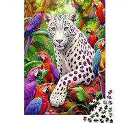 Jungle Leopard Parrots 1000 Piece Recycled Jigsaw Puzzle for Adults Reusable Stress Relief Challenging Brain Teaser 38x26cm/1000pcs