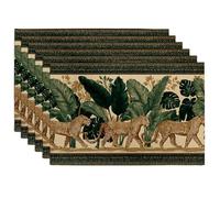 Jungle Leopard Placemats, Gold Animal Print Table Mats for Summer Gatherings, Non-Slip Washable Decorative Placemat for Indoor Outdoor Use Set of 6
