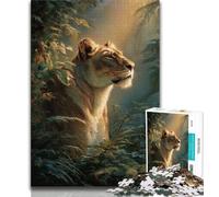 Jungle Lion Jigsaw Puzzles for Teenagers 1000 Jigsaws,Staycation Kill Time Every Piece Is Unique - Challenging Family Fun Game 38x26cm
