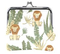jungle lions kiss clasp pink leather wallet for women, jungle lions design, cute jungle lions white, UNITALLA, Classic, Cute Jungle Lions White, UNITALLA, Classic, Cute Jungle Lions White, UNITALLA