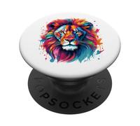 Jungle Majesty Colorful Vibrant Pop Art Lion King PopSockets Adhesive PopGrip