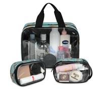 Jungle Monkey Travel Makeup Bag for Women Men, Monkey Palm Translucent Cosmetic Bags 3 Pcs Large Shower Wash Pouch Toiletry Cosmetic Toiletries Organizer