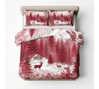 Jungle Moose Bedding Single Duvet Cover Sets, Pine Tree Cabin Quilt Cover 2 Piece, Jungle Moose Room Decor Bedding Set&Gift Super Soft Microfibre With 1 Pillowcase, No Comforter LS2788
