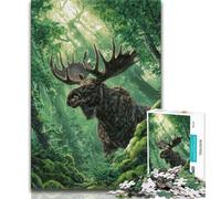 Jungle Moose Jigsaw Puzzles for Adults Teenagers Jigsaws Puzzle,Help The Brain Exercise Addictive Toys to Cultivate Patience A Work of Art (38x26cm)