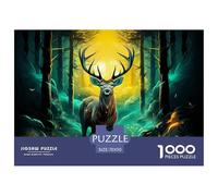 Jungle Moose Puzzles 1000 Pieces for Adults -。 Puzzles for Adults 1000 Piece Puzzle Classic Educational Games -The Surreal Deer- Beautiful Decoration Puzzle -70x50cm/1000pcs