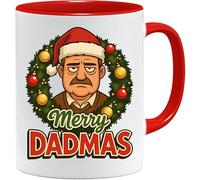 Jungle Mug | Christmas Mug Merry Dadmas | Grumpy Dad Wreath Design | Secret Santa Mug for Him | Xmas Eve Box Fillers Idea | Christmas Coffee Cup for Work